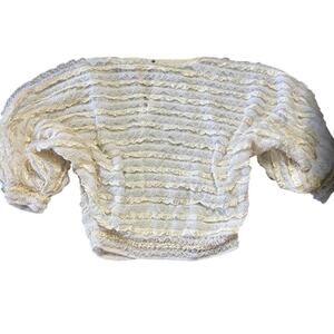 Miss It VTG Layered Ruffle Lace Blouse Top Minimalsit Prairie Cream Women's M